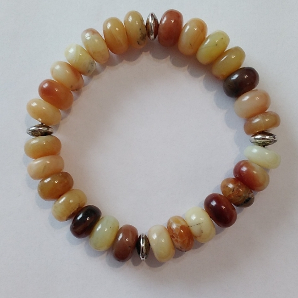 Jay King Yellow Jasper and Sterling Stretch Bracelet